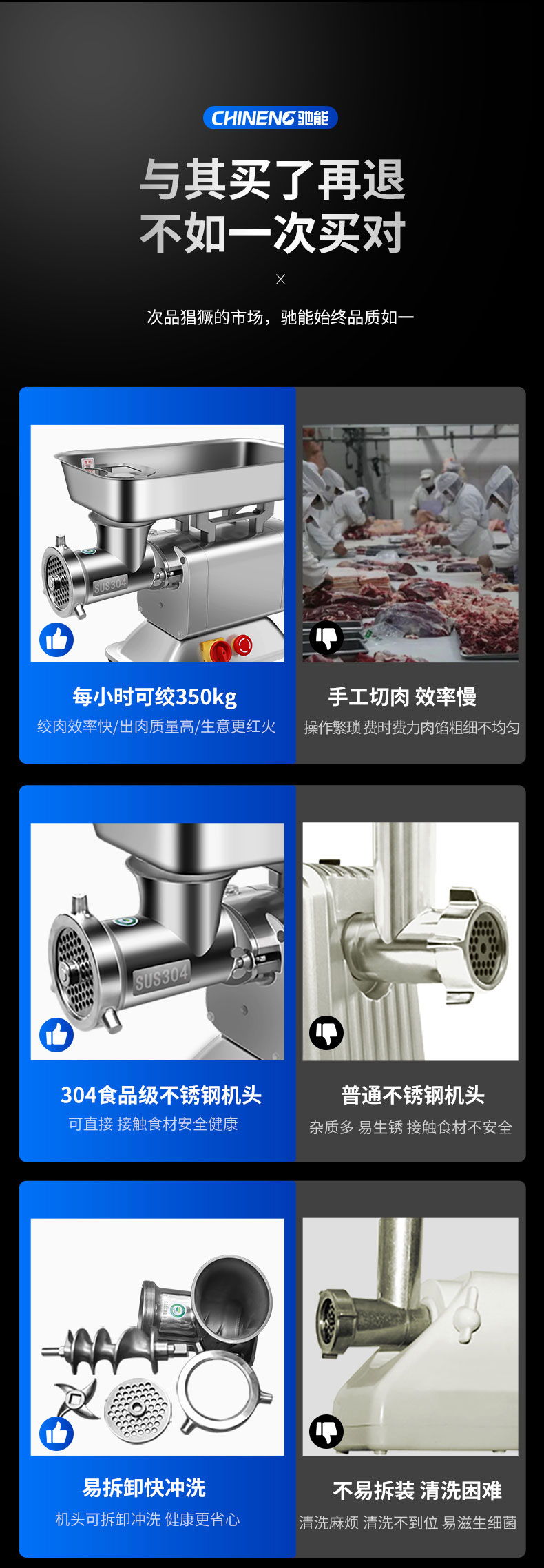 馳能絞肉機(jī)與手工切肉對(duì)比