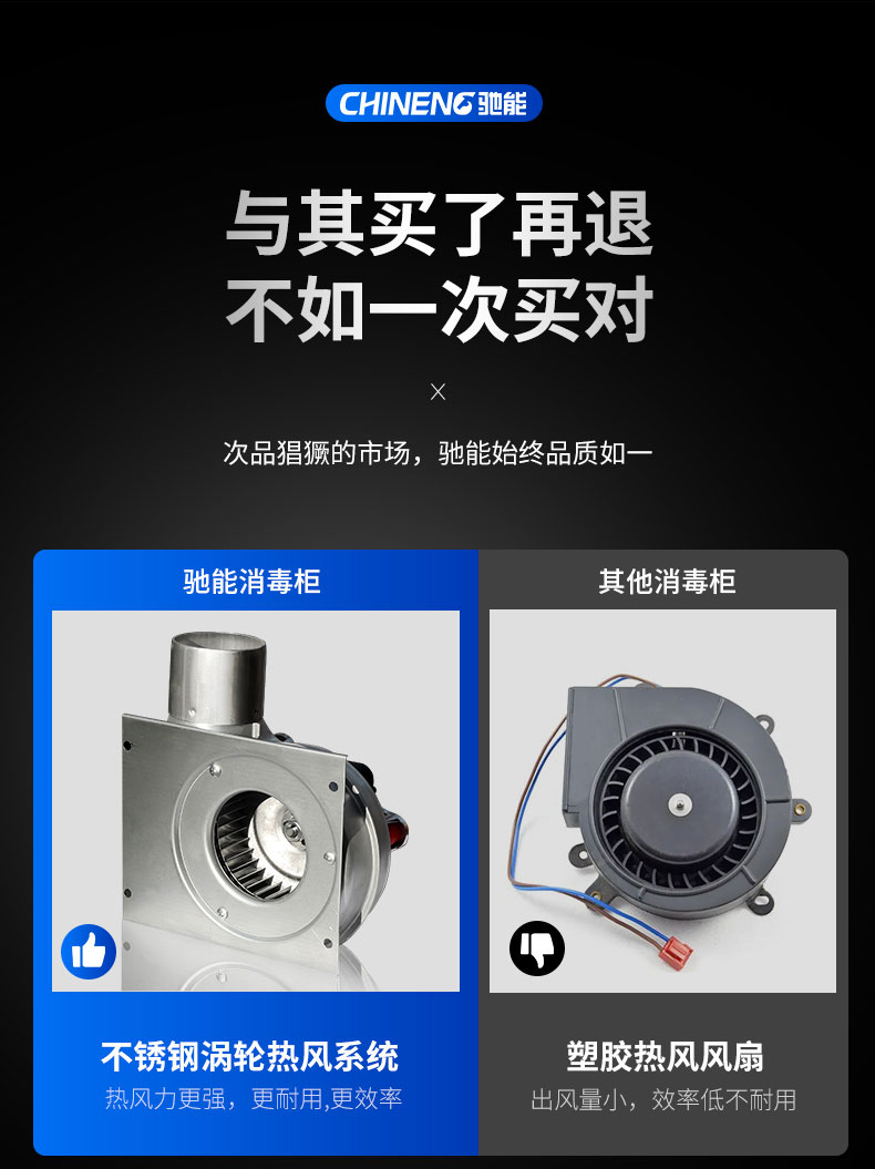 馳能熱風消毒柜與其他消毒柜對比